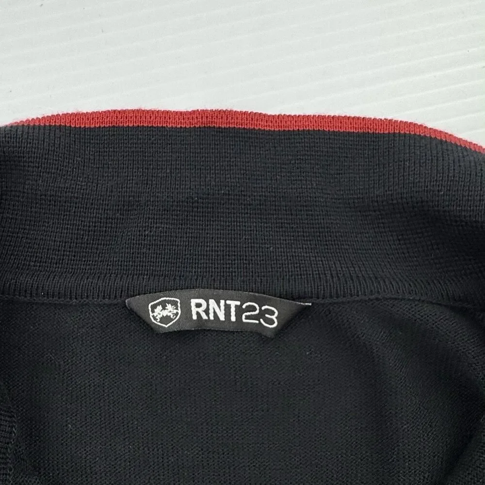 RNT23 Ron Tomson Polo Sweater Mens XL Red Black Colorblock Long Sleeve